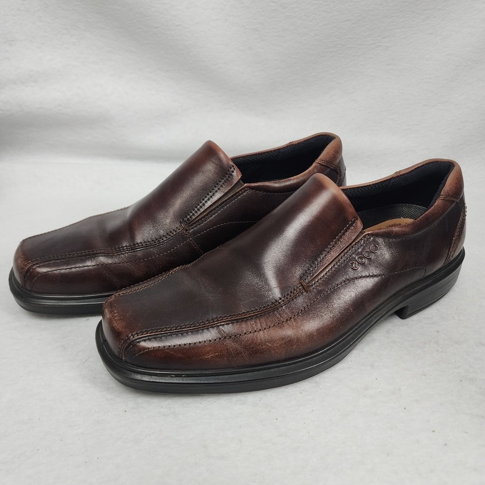 ECCO Helsinki Men EU 43 US 9/9.5 Dress Shoes Cocoa Brown Bike Toe Slip On Loafer